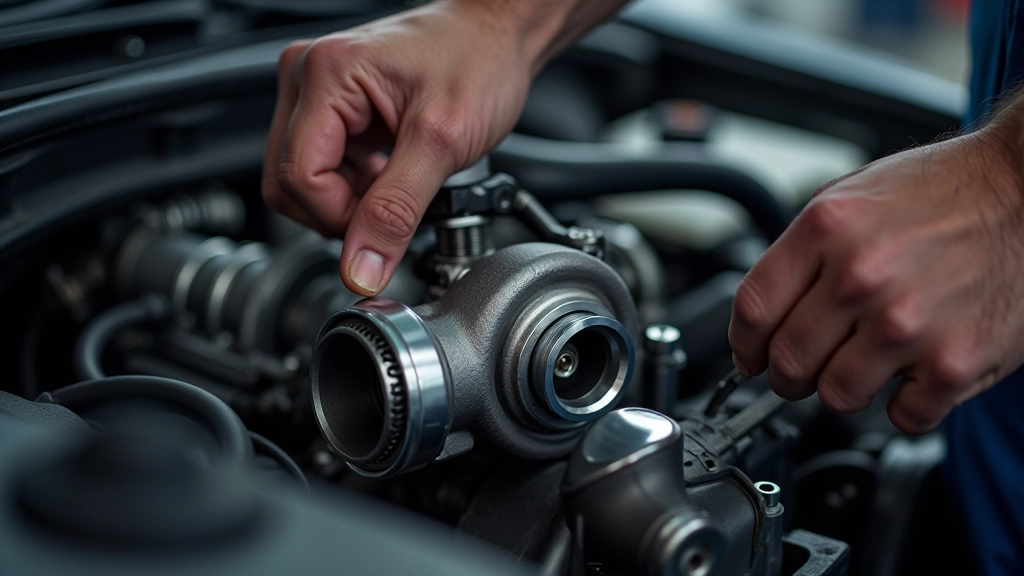 Intercooler hoses and connections being inspected for leaks during preventive maintenance check